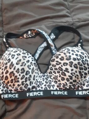 Sefirah Fierce Designs Leopard Print Padded Bralette - White/Tan/Black